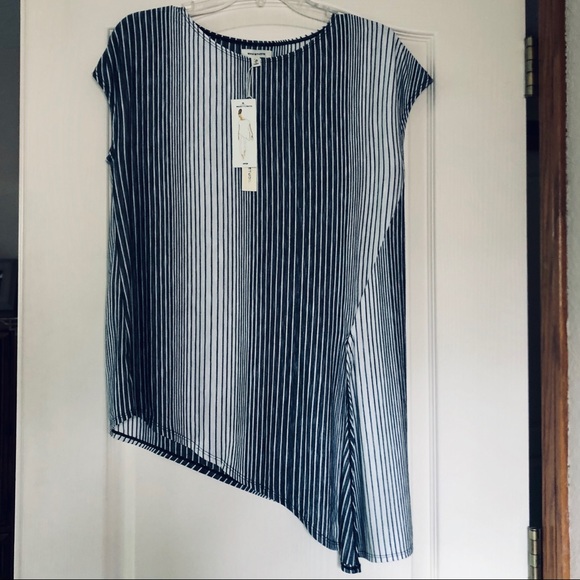 NEW Max Studio Striped Jersey Top - Picture 2 of 8